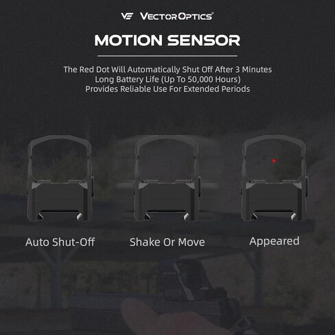 Vector Optics Genii Frenzy 1x24x29 6MOA Red Dot Reflex Sight للمسدس مع نافذة كبيرة جدًا، إيقاف تلقائي، بطارية مثبتة على الجانب، 7075 T6 ألومنيوم، IPX7، متوافق مع RMR، SCRD-76 in Kuwait