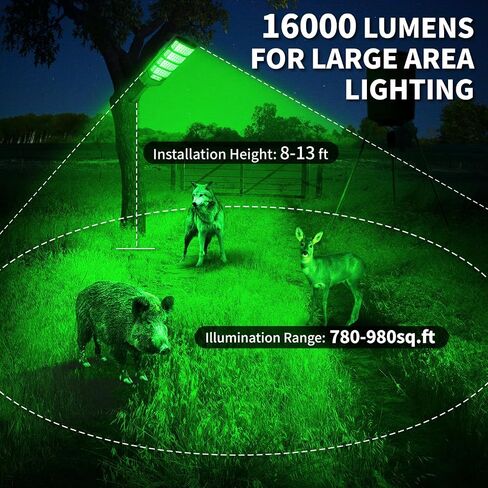 Hog Lights for Night Hunting - 16000LM / 20000LM Green Light for Hunting Hogs with Motion Sensor/Metal Bracket and 65FT Remote, Waterproof Solar Hog Feeder Light for Deer Coyote Varmint in Saudi Arabia