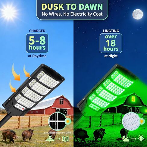 Hog Lights for Night Hunting - 16000LM / 20000LM Green Light for Hunting Hogs with Motion Sensor/Metal Bracket and 65FT Remote, Waterproof Solar Hog Feeder Light for Deer Coyote Varmint in Saudi Arabia