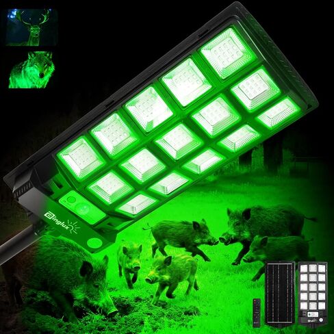 Hog Lights for Night Hunting - 16000LM / 20000LM Green Light for Hunting Hogs with Motion Sensor/Metal Bracket and 65FT Remote, Waterproof Solar Hog Feeder Light for Deer Coyote Varmint in Saudi Arabia
