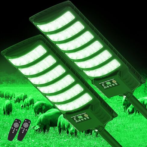 Hog Lights for Night Hunting,Powered Feeder Light(Green) 18000LM Solar Lights for Hunting Hogs, Coyote, Varmint, Deer, Motion Activated Feeder-2Pack in Saudi Arabia