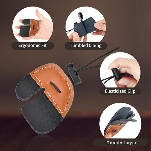 SPG Leather Archery Finger Tab - 2 Pack Recurve Bow Finger Tab Bow Tabs Double Layer Traditional Archery Long Bow Finger Tabs Right Hand for Recurve Bow Shooting Accessories in Kuwait