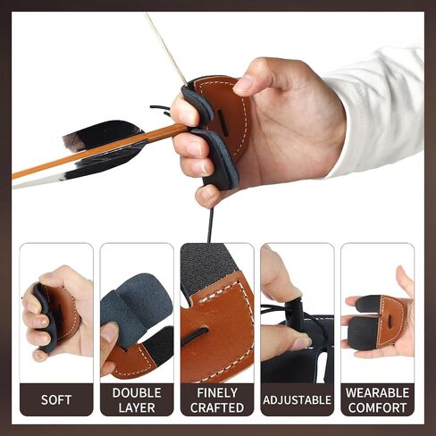 SPG Leather Archery Finger Tab - 2 Pack Recurve Bow Finger Tab Bow Tabs Double Layer Traditional Archery Long Bow Finger Tabs Right Hand for Recurve Bow Shooting Accessories in Kuwait