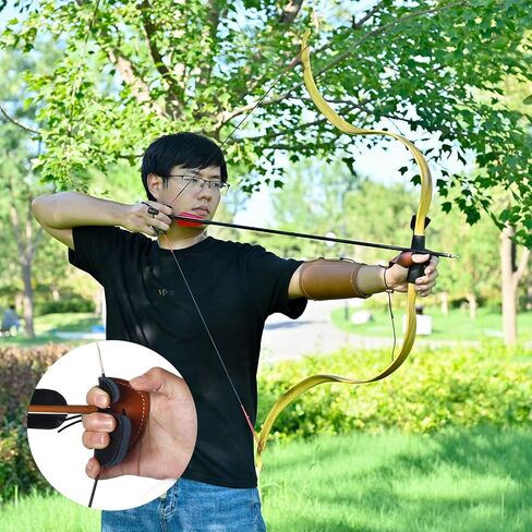 SPG Leather Archery Finger Tab - 2 Pack Recurve Bow Finger Tab Bow Tabs Double Layer Traditional Archery Long Bow Finger Tabs Right Hand for Recurve Bow Shooting Accessories in Kuwait