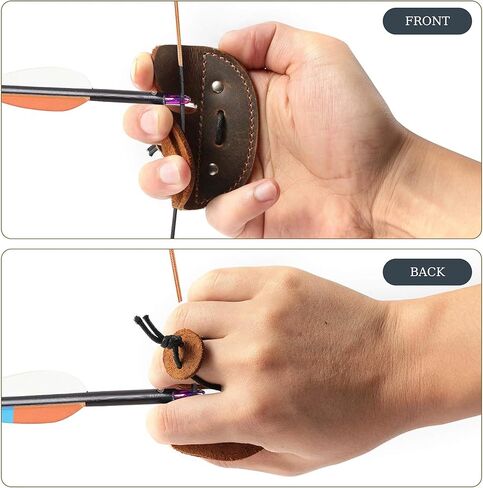 عروات أصابع الرماية الجلدية من Toprank - واقي أصابع مصنوع يدويًا لمعدات ممارسة الرماية، علامة تبويب أصابع القوس المنحنية in Kuwait