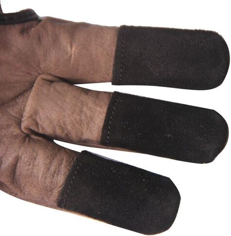 Handmade Brown Leather Three Finger Archery Gloves in Kuwait