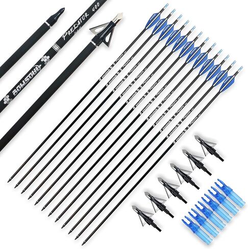 أسهم رماية كربون للصيد مقاس 30 بوصة مع عمود فقري عالي الصلابة 2.75 بوصة 400 للقوس المركب وقوس منحني in Kuwait