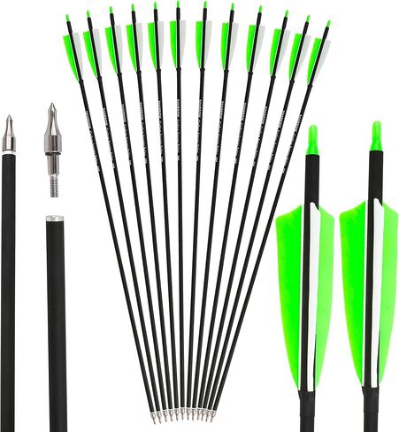 ZSHJGJR 30 Inch Archery Carbon Arrows Hunting Arrows with 4" Turkey Feather Target Practice Arrows Spine 500 for Compound & Recurve &Traditional Bow 6/12pcs in Saudi Arabia