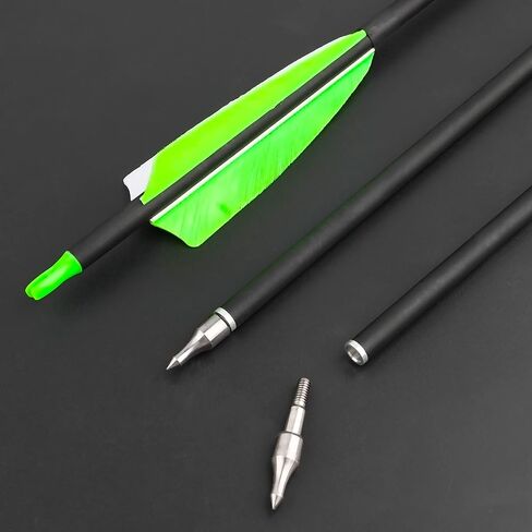 ZSHJGJR 30 Inch Archery Carbon Arrows Hunting Arrows with 4" Turkey Feather Target Practice Arrows Spine 500 for Compound & Recurve &Traditional Bow 6/12pcs in Saudi Arabia