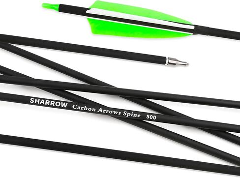 ZSHJGJR 30 Inch Archery Carbon Arrows Hunting Arrows with 4" Turkey Feather Target Practice Arrows Spine 500 for Compound & Recurve &Traditional Bow 6/12pcs in Saudi Arabia