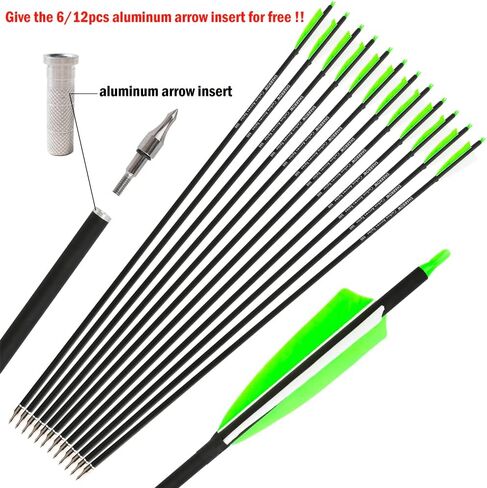 ZSHJGJR 30 Inch Archery Carbon Arrows Hunting Arrows with 4" Turkey Feather Target Practice Arrows Spine 500 for Compound & Recurve &Traditional Bow 6/12pcs in Saudi Arabia