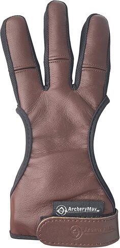 Handmade Brown Leather Three Finger Archery Gloves in Kuwait