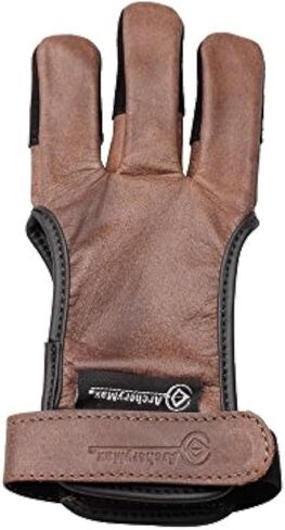 Handmade Brown Leather Three Finger Archery Gloves in Kuwait