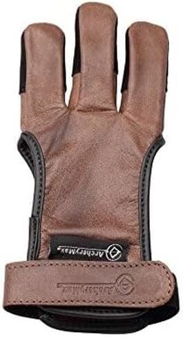 Handmade Brown Leather Three Finger Archery Gloves in Kuwait
