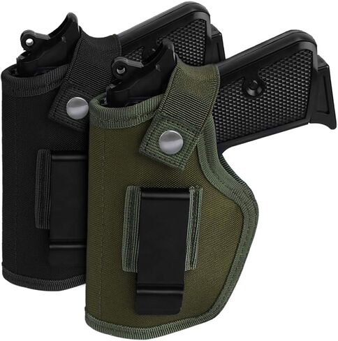 2 Pack Gun Holsters for Concealed Carry, Universal Inside Outside Waistband Holster for Pistols, IWB Belt Holster for Right & Left Hand, Fits Subcompact Compact Full Size Pistols, Black & Green in Saudi Arabia