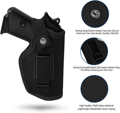 2 Pack Gun Holsters for Concealed Carry, Universal Inside Outside Waistband Holster for Pistols, IWB Belt Holster for Right & Left Hand, Fits Subcompact Compact Full Size Pistols, Black & Green in Saudi Arabia
