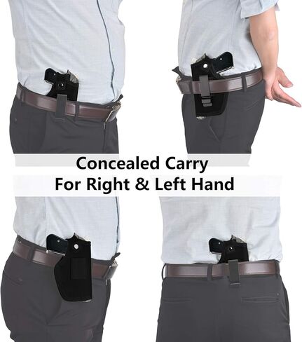 2 Pack Gun Holsters for Concealed Carry, Universal Inside Outside Waistband Holster for Pistols, IWB Belt Holster for Right & Left Hand, Fits Subcompact Compact Full Size Pistols, Black & Green in Saudi Arabia