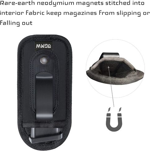 GMW Universal Magnetic IWB/OWB Magazine Holster [2-Pack] | Magazine Pouch for 9mm 1911 .380 .40 .45 Glock 17 19 43 M&P S&W | Pistol Mag Pouch for Single/Double Stack Handgun Magazines and Ammunition in Saudi Arabia