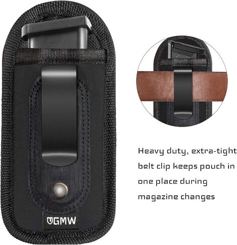 GMW Universal Magnetic IWB/OWB Magazine Holster [2-Pack] | Magazine Pouch for 9mm 1911 .380 .40 .45 Glock 17 19 43 M&P S&W | Pistol Mag Pouch for Single/Double Stack Handgun Magazines and Ammunition in Saudi Arabia