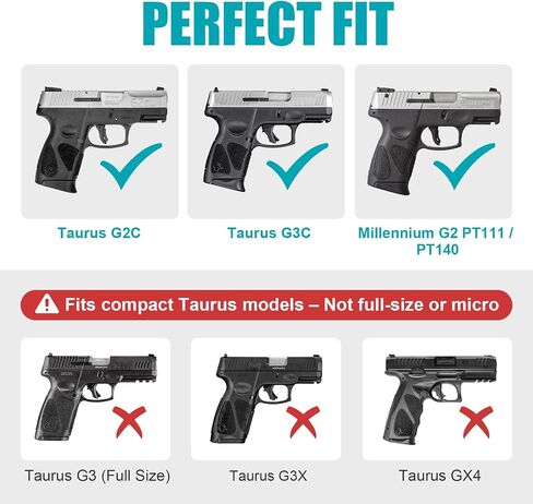 Taurus G2C G3C Holster, OWB Holster Fits 9mm/.40 Cal Taurus G2C/G3C/G2S, Taurus Millennium G2 PT111/PT140, Outside Waistband Carry, Level II Retention Locking System, 360° Adjustable, Right/Left Hand in Saudi Arabia