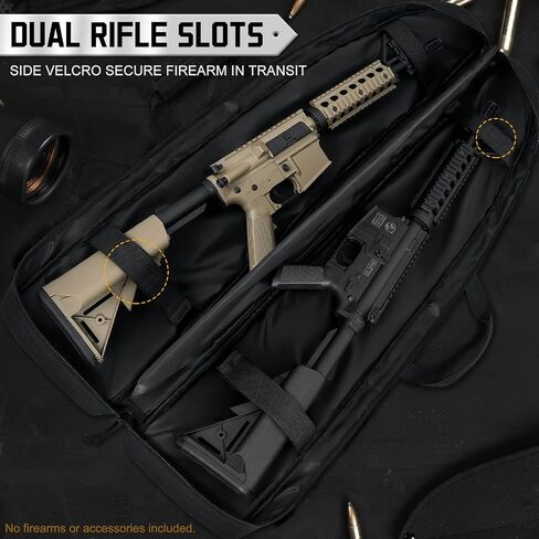 DULCE DOM Double Rifle Case, 38 42 44 inch Soft Gun Tactical Bag for Shooting Range, Movable Divider for 1 or 2 Gears, Multiple Magazine Pouches & Accessory Bags in Saudi Arabia