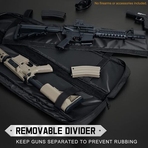 DULCE DOM Double Rifle Case, 38 42 44 inch Soft Gun Tactical Bag for Shooting Range, Movable Divider for 1 or 2 Gears, Multiple Magazine Pouches & Accessory Bags in Saudi Arabia