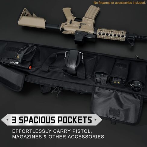 DULCE DOM Double Rifle Case, 38 42 44 inch Soft Gun Tactical Bag for Shooting Range, Movable Divider for 1 or 2 Gears, Multiple Magazine Pouches & Accessory Bags in Saudi Arabia