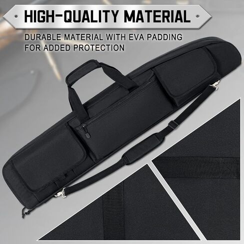 DULCE DOM Double Rifle Case, 38 42 44 inch Soft Gun Tactical Bag for Shooting Range, Movable Divider for 1 or 2 Gears, Multiple Magazine Pouches & Accessory Bags in Saudi Arabia