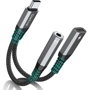 USB C to 3.5mm Headphone and Charger Adapter, 2-in-1 Type C to Aux Jack Cable with PD 60W Fast Charging for iPhone15 16 17 Pro Max, Samsung Galaxy S22 S23 S24 S25 Ultra, Note 20, iPad Air4, Pixel 8 9 in Kuwait