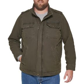 Levi's Men's Washed Cotton Military Jacket, Navy, Large in Kuwait