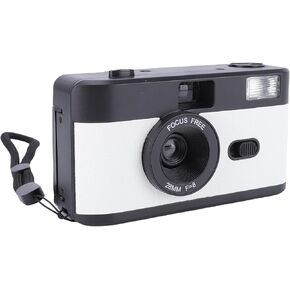 PUSOKEI 35mm Film Camera, Reusable Retro Film Camera with Built in 27 Color Films and Flash, 28mm F8 Lens Manual Focus, for Students Adults Birthday Gifts (White Blue) in Kuwait