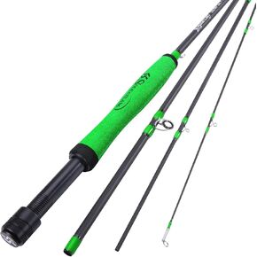 Sougayilang Fly Fishing Rod، خفيف الوزن وقابل للحمل للغاية 4 قطع 5/6wt جرافيت 9 بوصات لبداية كاملة مع مقبض SuperPolymer in Kuwait