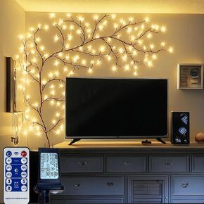 2PCS Enchanted Willow Vine Lights for Home Decor,Flexible DIY Lighted Branches with Remote On/Off Timer Dimmer,7.5FT Lighted Willow Vine 144LEDs for Bedroom Aesthetic Living Room Decor in Saudi Arabia