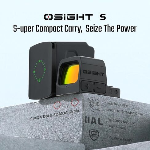 OSIGHT S مشهد مغلق صغير متعدد الشبيكات مع غطاء شحن، 2 نقطة MOA و 32 دائرة MOA لبصمة RMSc، مشاهد انعكاسية متينة خالية من المنظر (نقطة حمراء) in Kuwait