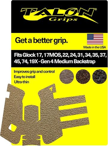 Talon Grips - Adhesive Grip for Glock 17, 17 MOS, 22, 25, 31, 34, 35, 37, 45, 74, 19X - Made in The USA - Easy Installation, Superior Traction, Performs in All Conditions in Saudi Arabia