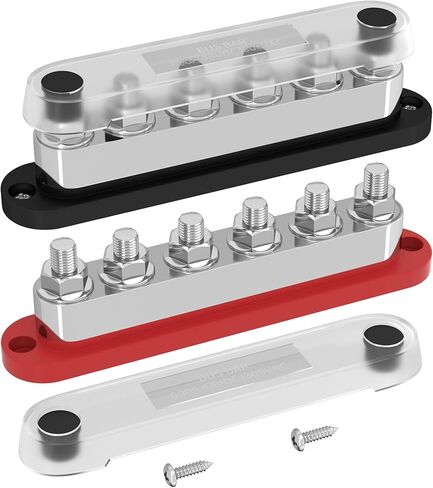 DaierTek 12V Bus Bar 5 x 5/16" (M8) Terminal Studs 12V Power Distribution Block with Cover Max 300V AC 48V DC Positive & Negative Battery Distribution Block for Automotive Car Boat in Saudi Arabia