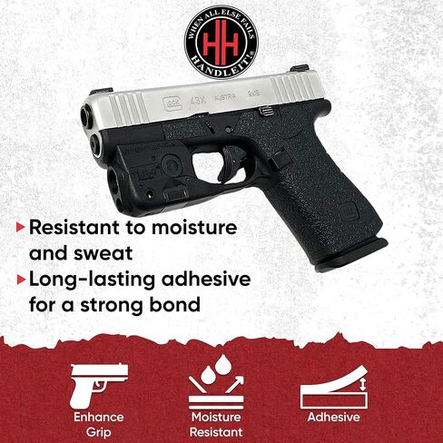 شريط قبضة مسدس Handleitgrips متوافق مع Glock 43x وGlock 48 - شريط تغليف بمقبض مسدس مطاطي، ملحقات سهلة التركيب، مملوكة للمحاربين القدامى، صنع في الولايات المتحدة الأمريكية in Saudi Arabia