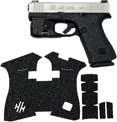 شريط قبضة مسدس Handleitgrips متوافق مع Glock 43x وGlock 48 - شريط تغليف بمقبض مسدس مطاطي، ملحقات سهلة التركيب، مملوكة للمحاربين القدامى، صنع في الولايات المتحدة الأمريكية in Saudi Arabia