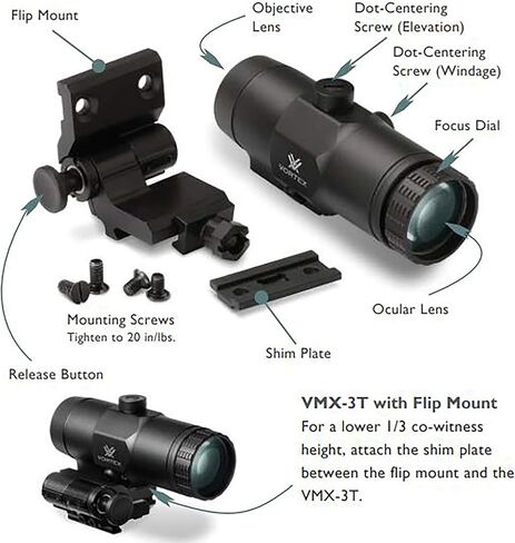 Vortex Optics VMX-3T 3X Red Dot Sight Magnifier مع حامل قابل للطي مدمج in Kuwait