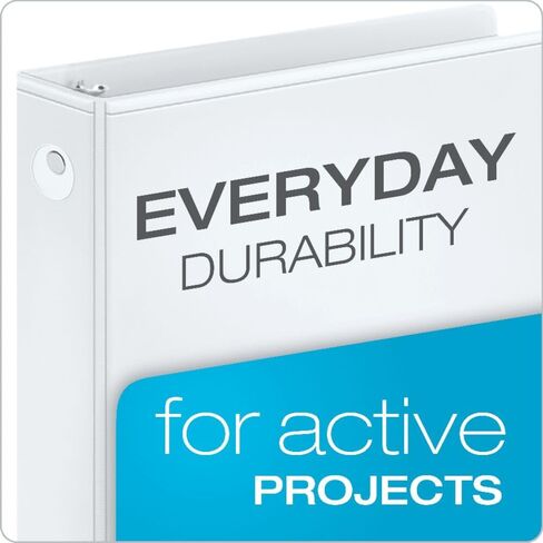 Cardinal Economy 3-Ring Binders, 3", Round Rings, Holds 625 Sheets, ClearVue Presentation View, Non-Stick, White, Carton of 12 (90651) in Kuwait