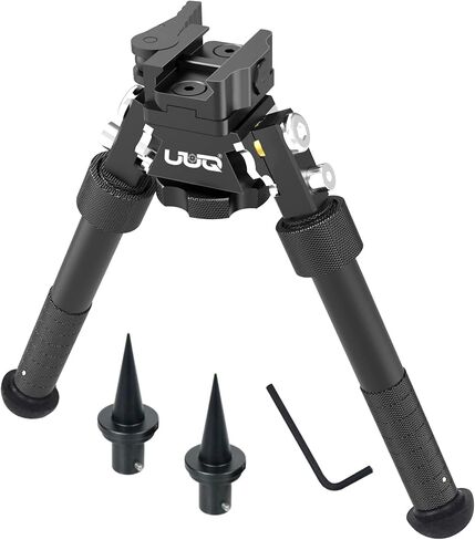 UUQ QV8 6'- 9'Bipod بندقية تكتيكية قابلة للتعديل، رافعة فصل سريعة باستخدام الحاسب الآلي لتركيب السكك الحديدية Picatinny (دوران 360 درجة)، للصيد والرماية وفي الهواء الطلق، مع أقدام مدببة in Kuwait