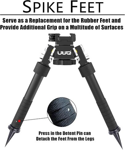 UUQ QV8 6'- 9'Bipod بندقية تكتيكية قابلة للتعديل، رافعة فصل سريعة باستخدام الحاسب الآلي لتركيب السكك الحديدية Picatinny (دوران 360 درجة)، للصيد والرماية وفي الهواء الطلق، مع أقدام مدببة in Kuwait