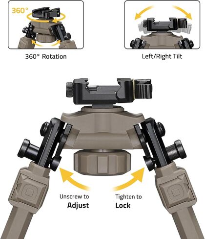CVLIFE Rifle Bipod سريع التحرير Picatinny Bipod للبندقية 360 درجة دوارة ورأس قابل للإمالة ارتفاع قابل للتعديل وأرجل قابلة للطي للرماية والصيد in Saudi Arabia