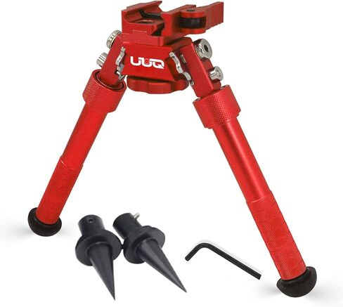 UUQ QV8 6'- 9'Bipod بندقية تكتيكية قابلة للتعديل، رافعة فصل سريعة باستخدام الحاسب الآلي لتركيب السكك الحديدية Picatinny (دوران 360 درجة)، للصيد والرماية وفي الهواء الطلق، مع أقدام مدببة in Kuwait