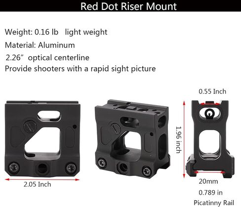 Phoking Red Dot Riser Mount Picatinny Riser Mounts لـ T1 T2 H1 H2 البصر البصري يقبل جميع بصريات البصمة in Kuwait