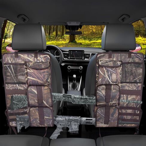 2 Pack Tactical Seat Back Gun Racks, Truck Gun Rack for Hunting Gear, Camo Gun Holder for Car with Molle Panel, Automotive Gun Racks for Hunting Rifles/Shotguns, Hunting Gift for Men in Saudi Arabia