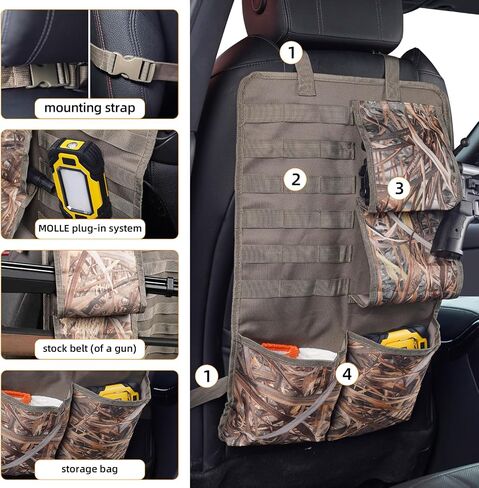 2 Pack Seat Back Gun Rack for Truck,Gun Sling Bag,Molle Panel Truck Organizer,Camo Front Seat Gun Organizer Holder for Hunting Rifles/Shotguns in Saudi Arabia