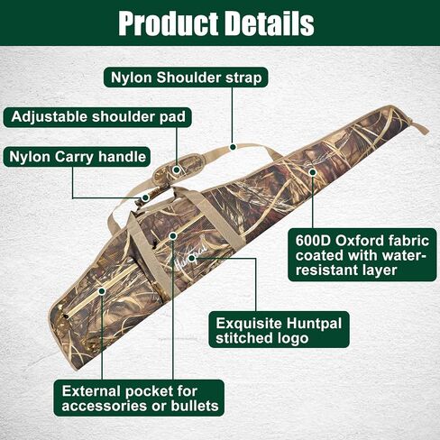 HUNTPAL 52" Scoped Rifle Soft Case for Gun Storage and Transport, Water-Resistant Tactical Gun Bag with Zipper Closure, Adjustable Shoulder Strap, Carry Handle and 2 External Accessory Pockets in Saudi Arabia
