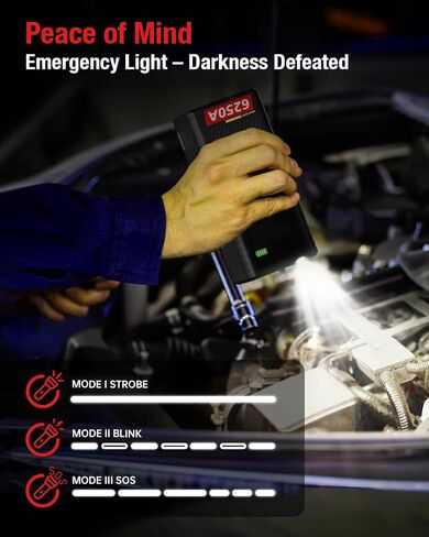 JFEGWO CS02 8250A Jump Starter مع ضاغط هواء، 32000 مللي أمبير 150 رطل لكل بوصة مربعة محمولة لشاحنة السيارة شديدة التحمل (16 لتر غاز/12 لتر ديزل)، حزمة معززة لبطارية ليثيوم 12 فولت، شاشة LED PD65W USB-C in Saudi Arabia