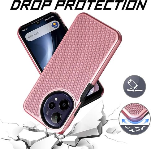 حافظة Ailiber for Cricket Icon Pro 2026، واقي شاشة AT&T Motivate Pro 2 5G، حماية هجينة بطبقة مزدوجة، ظهر صلب غير قابل للانزلاق وممتص للصدمات من السيليكون الناعم، غطاء هاتف خلوي نحيف مقاوم للصدمات - أسود in Kuwait